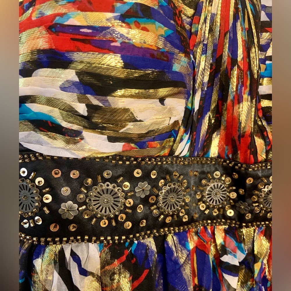 Oleg Cassini Boho Metallic Multi-Color / Beaded S… - image 4